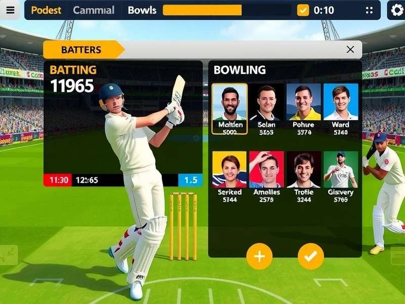 Ultimate Cricket gameplay screenshot showing batting interface